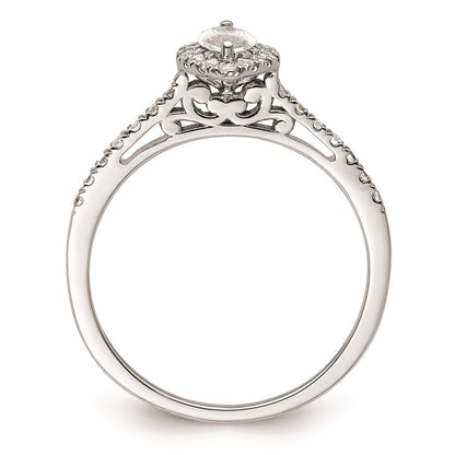 0.50ct. CZ Solid Real 14K White Gold Marquise Halo Engagement Ring