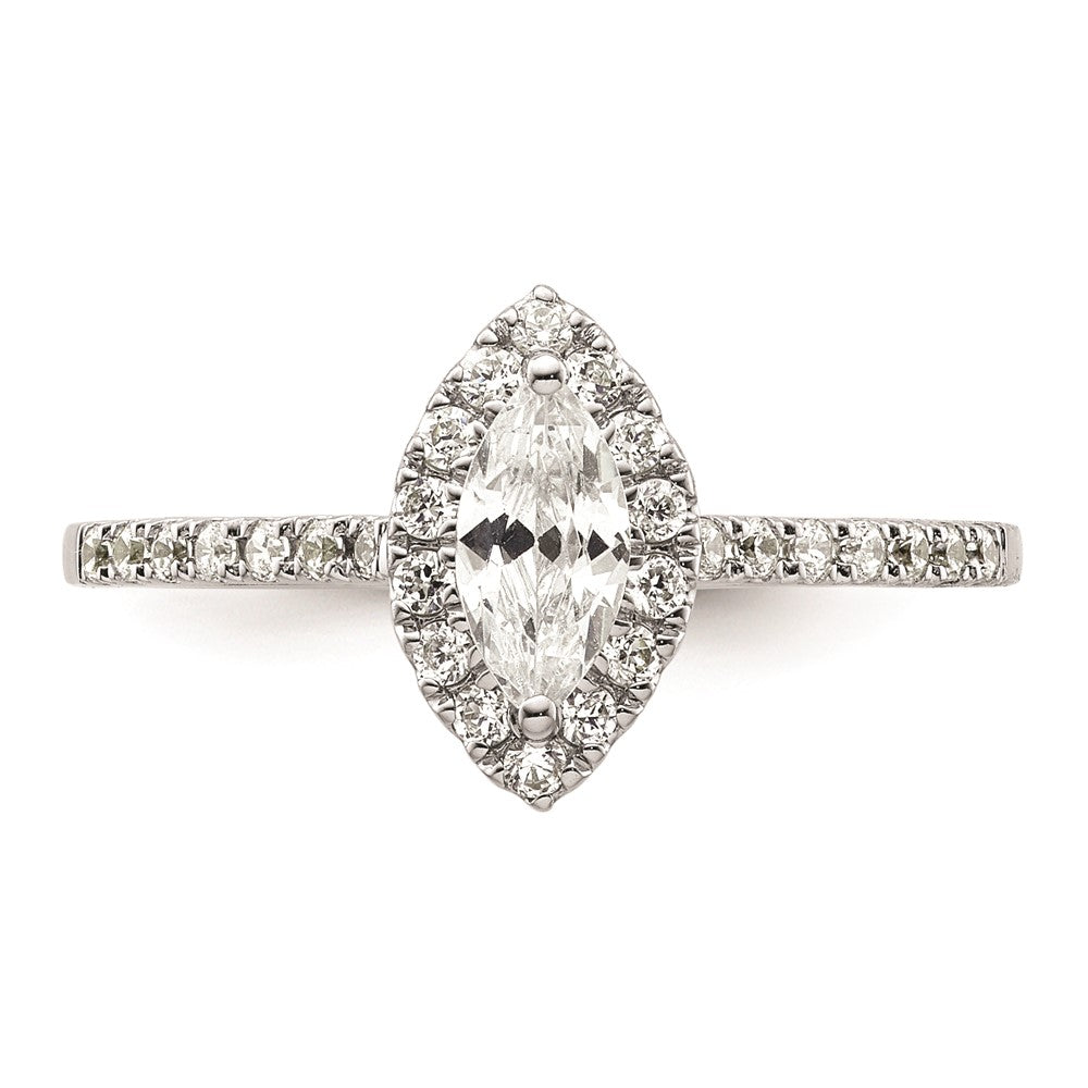 0.50ct. CZ Solid Real 14K White Gold Marquise Halo Engagement Ring