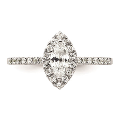 0.50ct. CZ Solid Real 14K White Gold Marquise Halo Engagement Ring