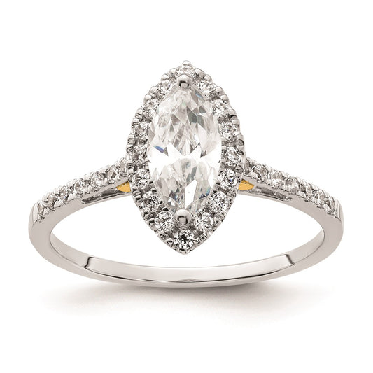 0.75ct. CZ Solid Real 14ktt Marquise Halo Engagement Ring