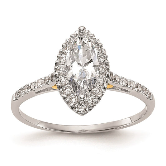 1.00ct. CZ Solid Real 14ktt Marquise Halo Engagement Ring
