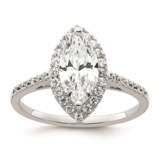 1.50ct. CZ Solid Real 14K White Gold Marquise Halo Engagement Ring