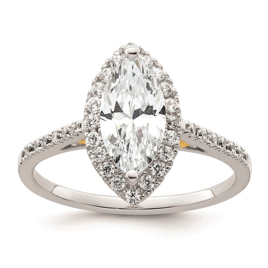 1.50ct. CZ Solid Real 14ktt Marquise Halo Engagement Ring