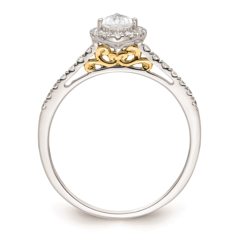 0.50ct. CZ Solid Real 14ktt Pear Halo Engagement Ring