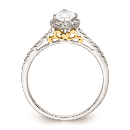 0.75ct. CZ Solid Real 14ktt Pear Halo Engagement Ring