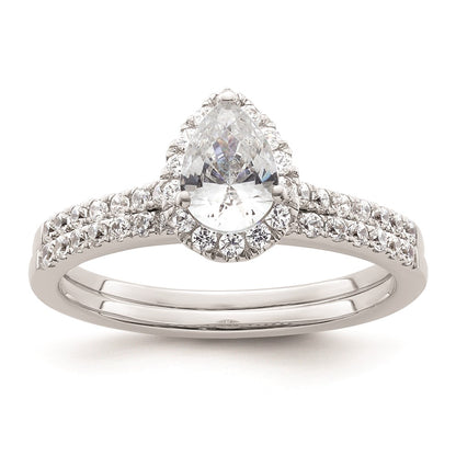 0.75ct. CZ Solid Real 14ktt Pear Halo Engagement Ring