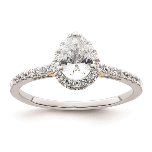 0.75ct. CZ Solid Real 14ktt Pear Halo Engagement Ring