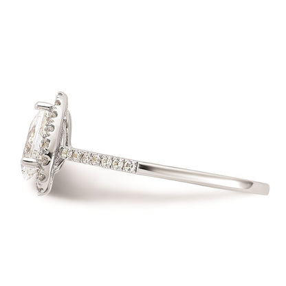 1.00ct. CZ Solid Real 14K White Gold Pear Halo Engagement Ring