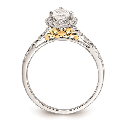 1.00ct. CZ Solid Real 14ktt Pear Halo Engagement Ring