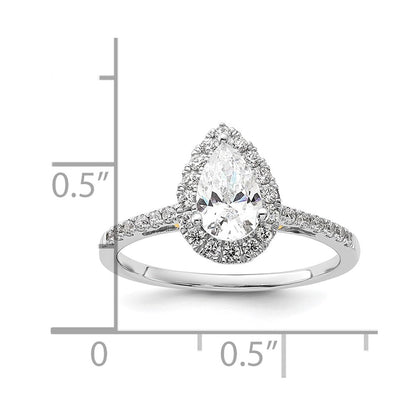 1.00ct. CZ Solid Real 14ktt Pear Halo Engagement Ring
