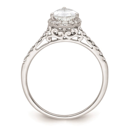1.50ct. CZ Solid Real 14K White Gold Pear Halo Engagement Ring