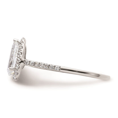 1.50ct. CZ Solid Real 14K White Gold Pear Halo Engagement Ring