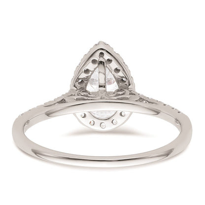 1.50ct. CZ Solid Real 14K White Gold Pear Halo Engagement Ring