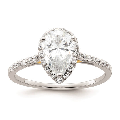1.50ct. CZ Solid Real 14ktt Pear Halo Engagement Ring