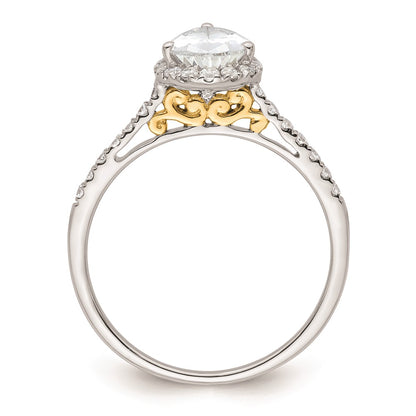 1.50ct. CZ Solid Real 14ktt Pear Halo Engagement Ring