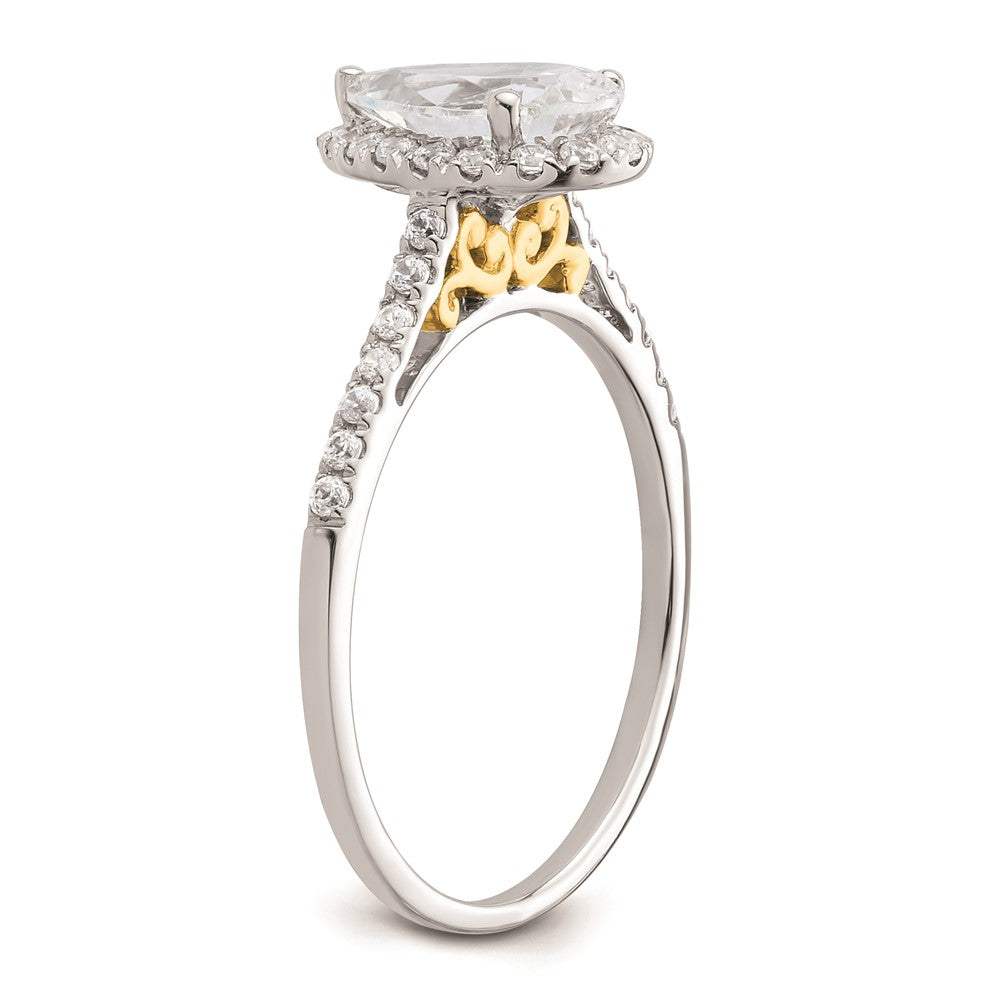 1.50ct. CZ Solid Real 14ktt Pear Halo Engagement Ring