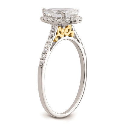 1.50ct. CZ Solid Real 14ktt Pear Halo Engagement Ring
