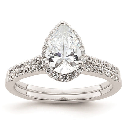 1.50ct. CZ Solid Real 14ktt Pear Halo Engagement Ring