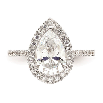2.00ct. CZ Solid Real 14K White Gold Pear Halo Engagement Ring