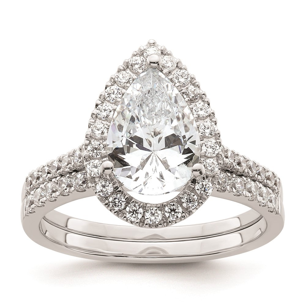 2.00ct. CZ Solid Real 14ktt Pear Halo Engagement Ring