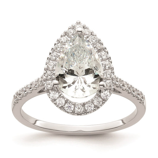2.00ct. CZ Solid Real 14ktt Pear Halo Engagement Ring