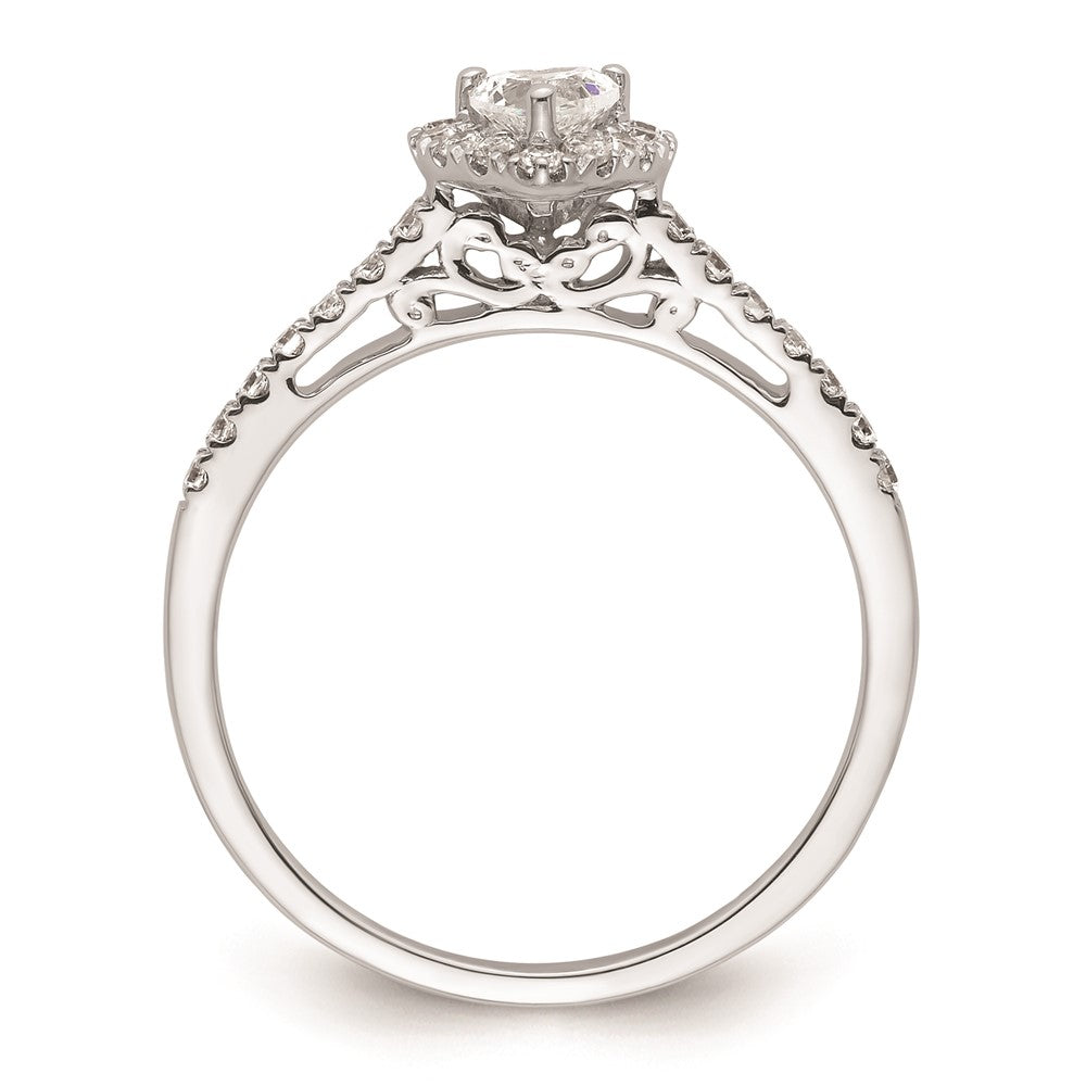 0.25ct. CZ Solid Real 14K White Gold Heart Halo Engagement Ring