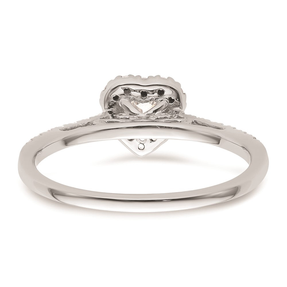 0.25ct. CZ Solid Real 14K White Gold Heart Halo Engagement Ring