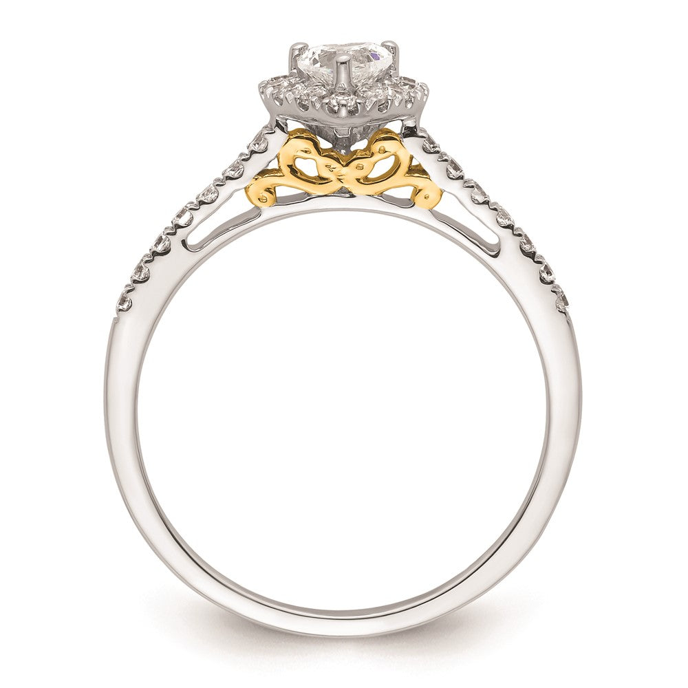 0.25ct. CZ Solid Real 14ktt Heart Halo Engagement Ring