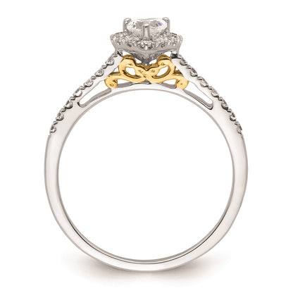 0.25ct. CZ Solid Real 14ktt Heart Halo Engagement Ring