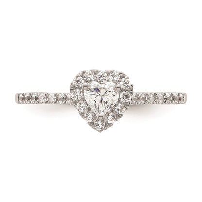 0.25ct. CZ Solid Real 14ktt Heart Halo Engagement Ring