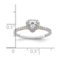 0.25ct. CZ Solid Real 14ktt Heart Halo Engagement Ring