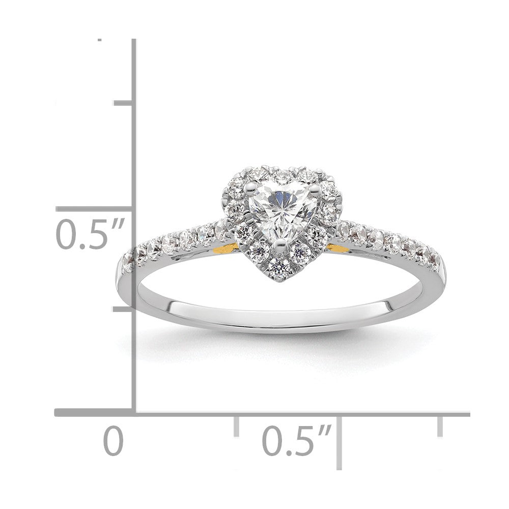 0.25ct. CZ Solid Real 14ktt Heart Halo Engagement Ring