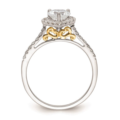 0.50ct. CZ Solid Real 14ktt Heart Halo Engagement Ring