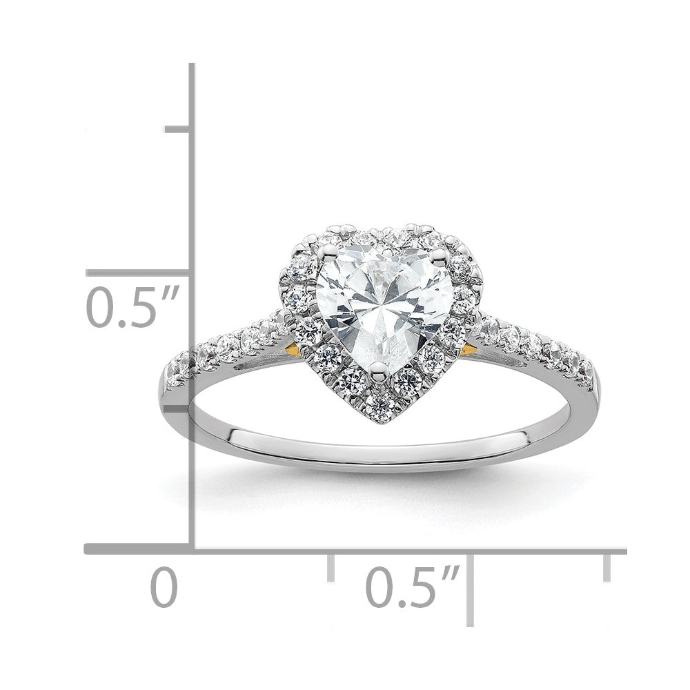 0.50ct. CZ Solid Real 14ktt Heart Halo Engagement Ring