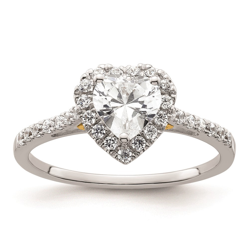 0.50ct. CZ Solid Real 14ktt Heart Halo Engagement Ring