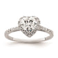 0.75ct. CZ Solid Real 14K White Gold Heart Halo Engagement Ring
