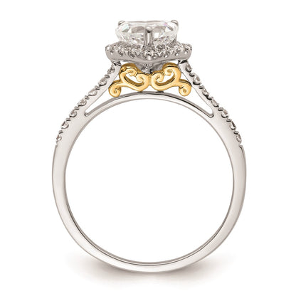 0.75ct. CZ Solid Real 14ktt Heart Halo Engagement Ring