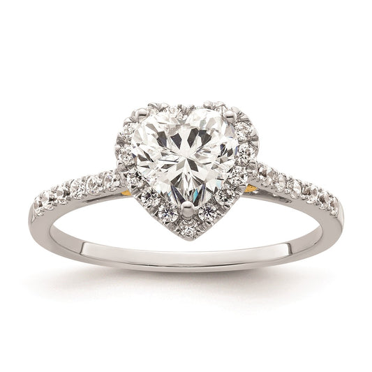 0.75ct. CZ Solid Real 14ktt Heart Halo Engagement Ring