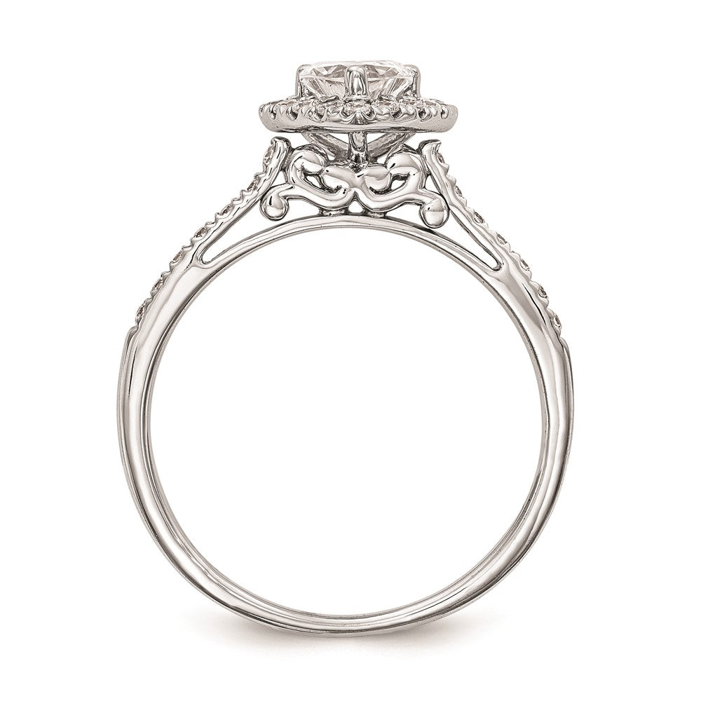 1.00ct. CZ Solid Real 14K White Gold Heart Halo Engagement Ring