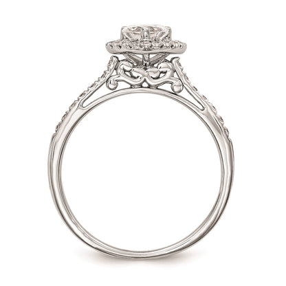 1.00ct. CZ Solid Real 14K White Gold Heart Halo Engagement Ring