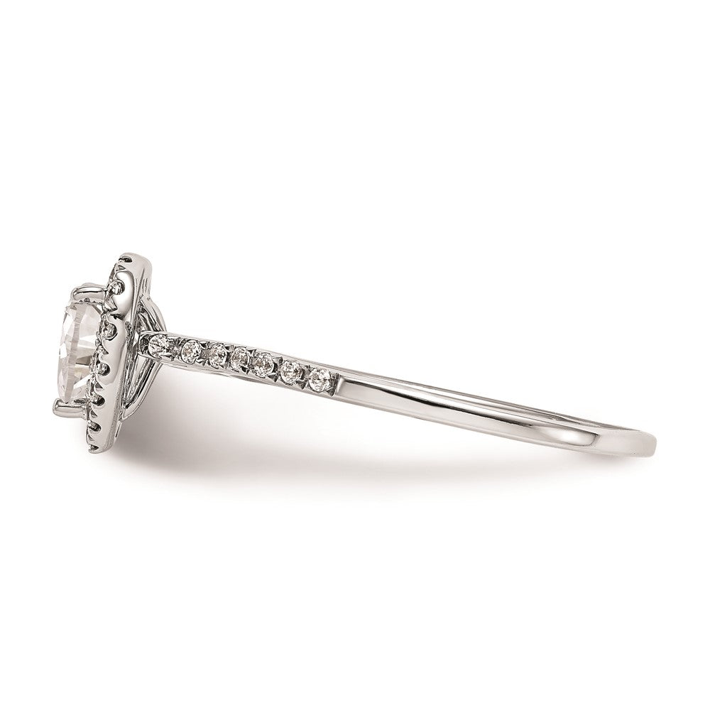 1.00ct. CZ Solid Real 14K White Gold Heart Halo Engagement Ring