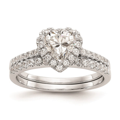1.00ct. CZ Solid Real 14K White Gold Heart Halo Engagement Ring
