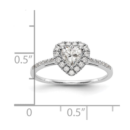 1.00ct. CZ Solid Real 14K White Gold Heart Halo Engagement Ring