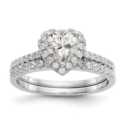 1.00ct. CZ Solid Real 14k Rose Heart Halo Engagement Ring