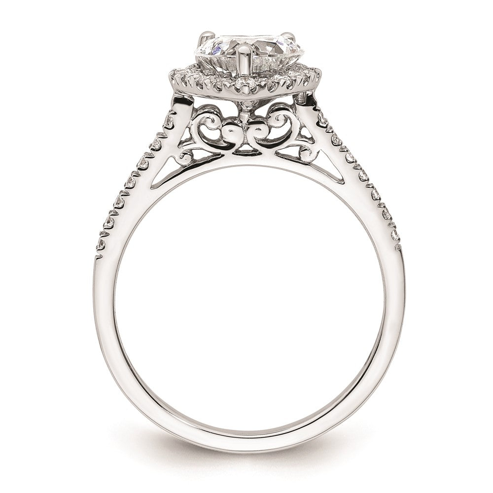 1.50ct. CZ Solid Real 14K White Gold Heart Halo Engagement Ring