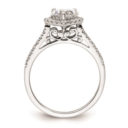 1.50ct. CZ Solid Real 14K White Gold Heart Halo Engagement Ring