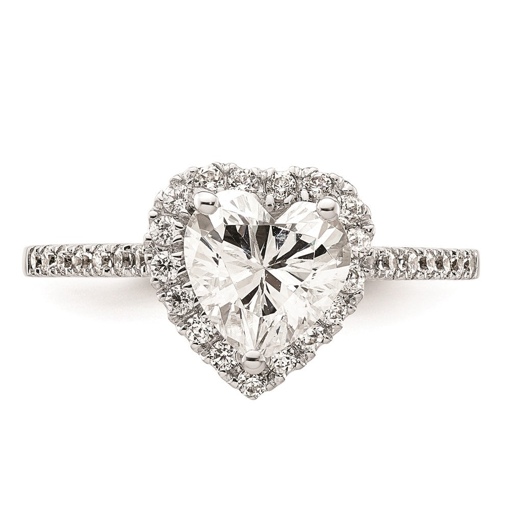 1.50ct. CZ Solid Real 14K White Gold Heart Halo Engagement Ring