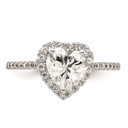 1.50ct. CZ Solid Real 14K White Gold Heart Halo Engagement Ring