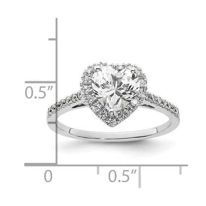 1.50ct. CZ Solid Real 14K White Gold Heart Halo Engagement Ring