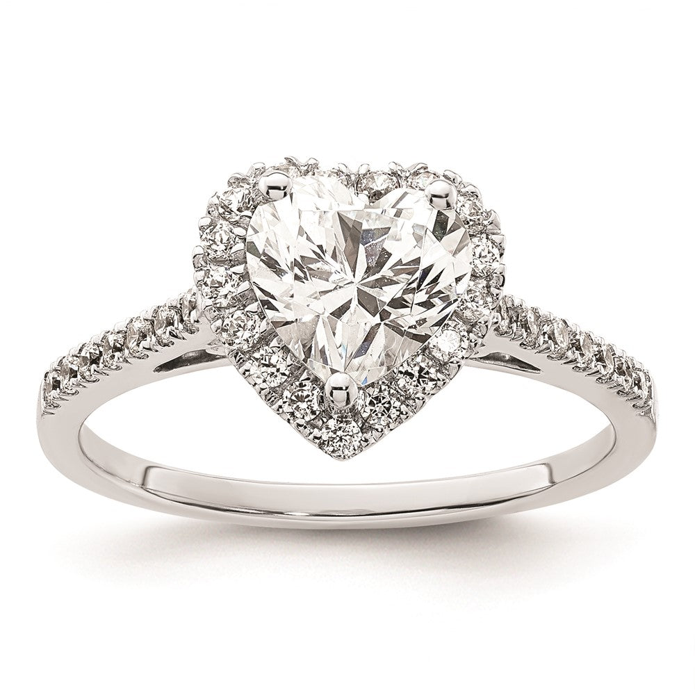 1.50ct. CZ Solid Real 14K White Gold Heart Halo Engagement Ring